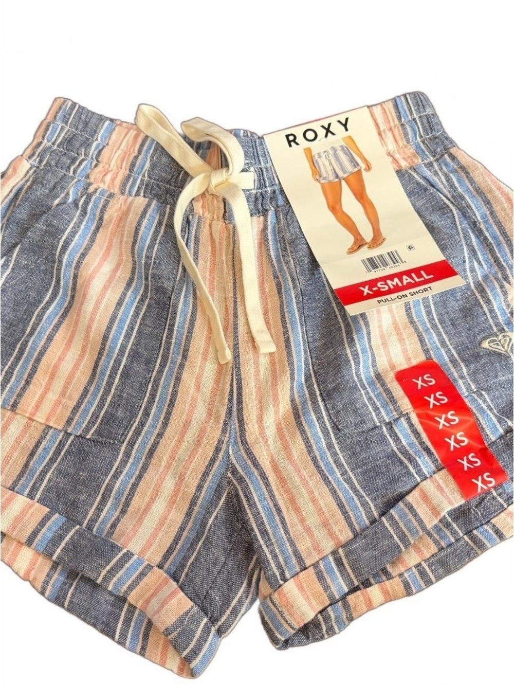 Roxy Women's Pull-On Shorts X-Small Striped Casual Summer #1022